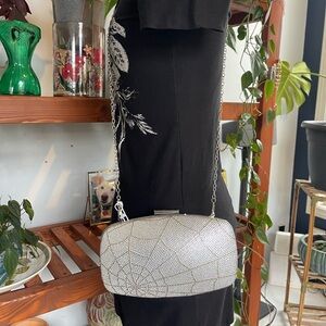 Silver Spiderweb Crossbody Purse/Clutch